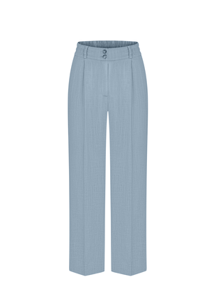 Linen suit, pants palazzo and shirt, light blue color4 photo