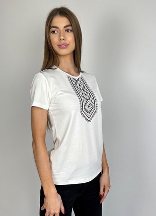 women's t-shirt with "Podilska" embroidery, milk2 photo