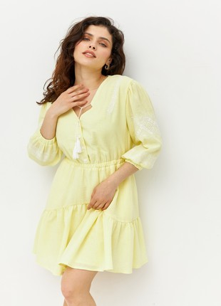 Linen dress with embroidery2 photo
