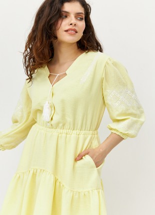 Linen dress with embroidery7 photo