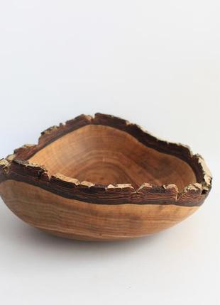 Large rustic wooden bowl, black natural edge dish, fruit kitchenware, ukraine sellers wood6 photo