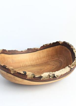 Large rustic wooden bowl, black natural edge dish, fruit kitchenware, ukraine sellers wood8 photo