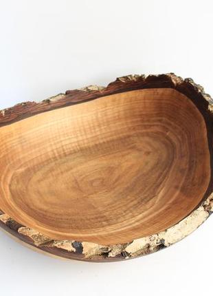 Large rustic wooden bowl, black natural edge dish, fruit kitchenware, ukraine sellers wood2 photo