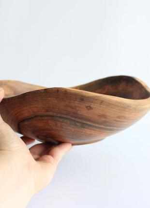 Fruit bowl, bread dinnerware, ukraine unique shallow plates, wooden farmhouse natural walnut serving7 photo