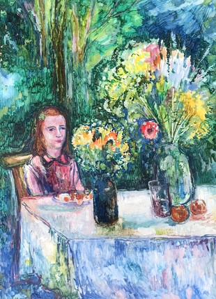 Oil painting Girl in the garden Peter Tovpev nAAA2719