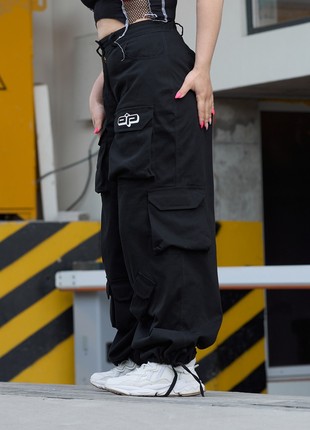 OGONPUSHKA Swag women's oversize cargo pants black7 photo