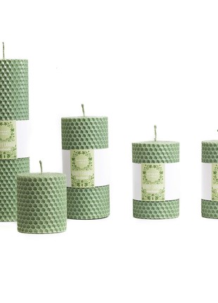 Set of wax candles "Coziness", 2 colors (mint and green)