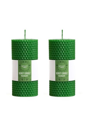 Set of wax candles "Harmony", 2 colors (mint and green)