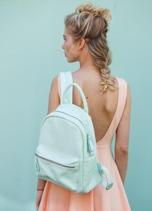 Leather backpack / sky blue1 photo