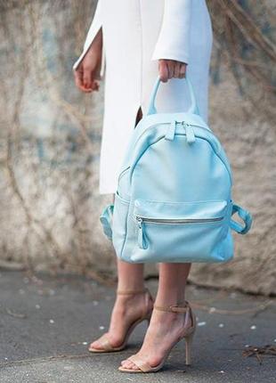Leather backpack / sky blue8 photo