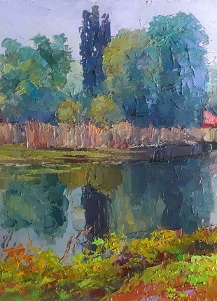 Oil painting Autumn day on the river Serdyuk Boris Petrovich nSerb799