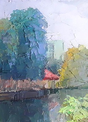 Oil painting Autumn day on the river Serdyuk Boris Petrovich nSerb7995 photo