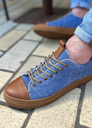 Men's denim sneakers Blue jeans2 photo