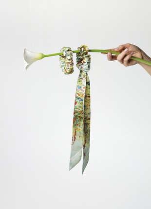 Set of silk twilly 84*5 and scrunchie "Summer field"