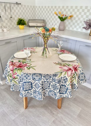 Tapestry tablecloth for round table limaso ø140 cm (55in) round