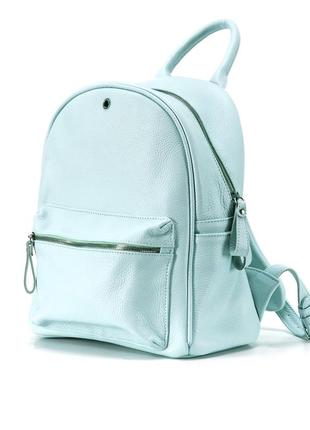 Leather backpack / sky blue4 photo