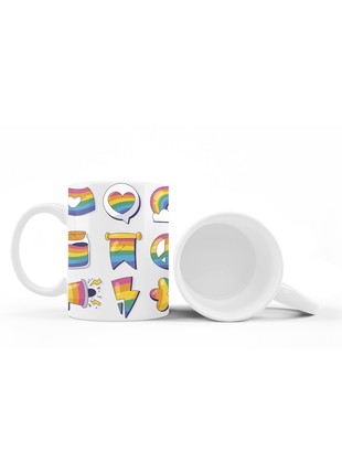 White Ceramic Mug 330ml with rainbow icons