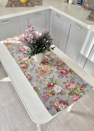 Tapestry table runner  37x100 cm. with flowers3 photo