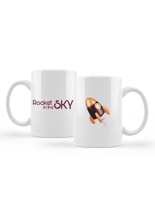 White ceramic mug 330ml Rocket in the sky #1
