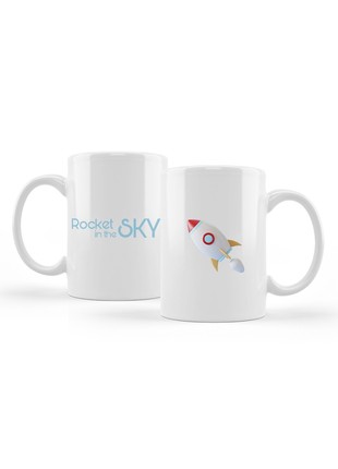 White ceramic mug 330ml Rocket in the sky #2