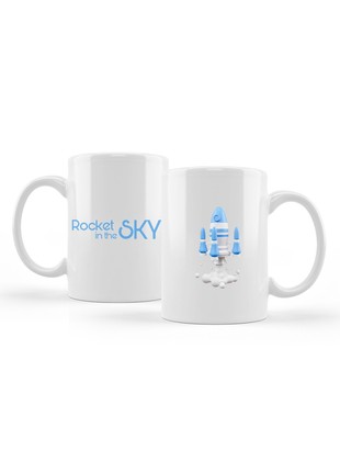 White ceramic mug 330ml Rocket in the sky #3