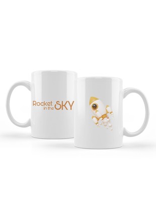 White ceramic mug 330ml Rocket in the sky #4