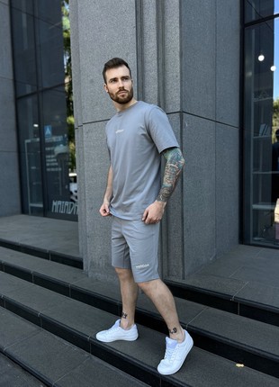 Men's summer suit Volition set of shorts + T-shirt gray VolFS1112