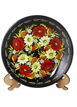 Painted plate D150mm Floral rainbow M-21