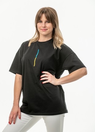 Unisex t-shirt with embroidery "Colours of freedom" black3 photo