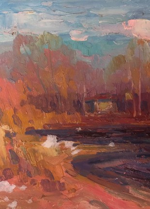 Oil painting Evening landscape Peter Tovpev nAAA2195