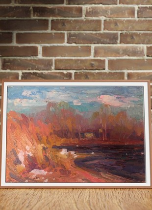 Oil painting Evening landscape Peter Tovpev nAAA21953 photo