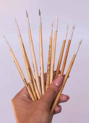Set of 10 Brushes for Painting - Cat's Fur Painting Brush, One Stroke Brush, Hand made