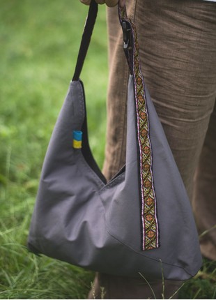 Shopper bag on lining "Kutyk Grey" handmade.