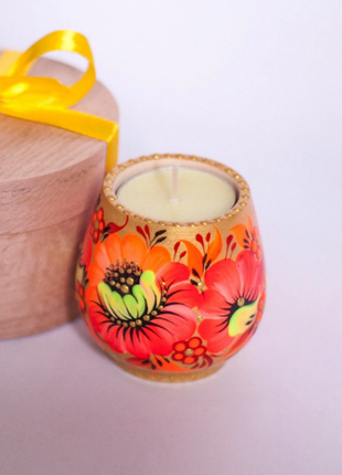 Petrykivka Floral Tealight Candle Holder, Housewarm Decor Gift