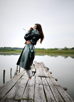 Green Khaki Women Trench Raincoat by Parasol'ka