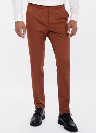 Single-breasted men's terracotta three-piece suit5 photo