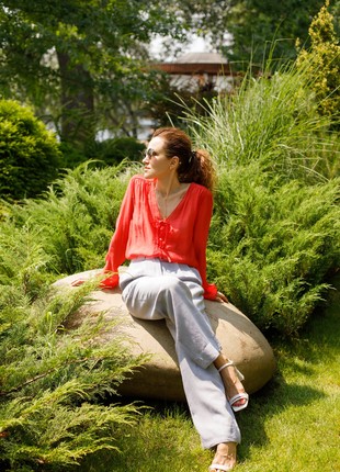 Gray linen pants2 photo