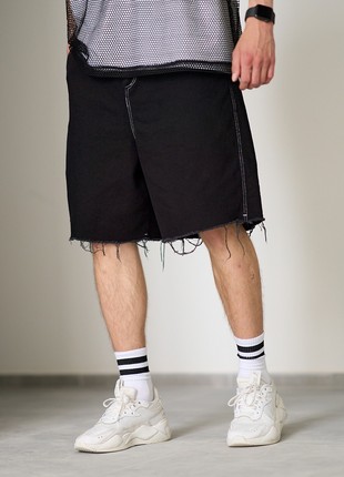 Oversized denim shorts OGONPUSHKA Padra black