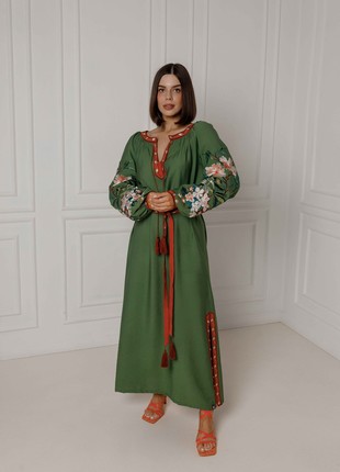 Women's dress "Tetyana" green-terracotta