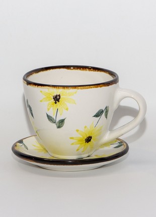 White tea-set with yellow flowers