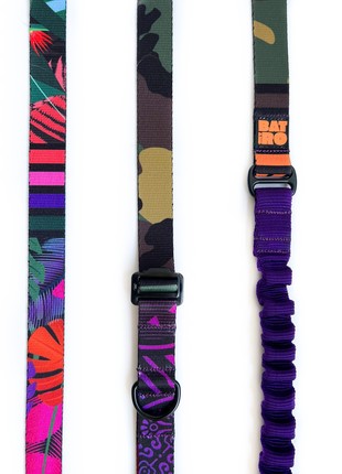 Adjustable nylon leash with SHOCK ABSORBER bat&ro "jungle" 7ft 1in (240cm)4 photo