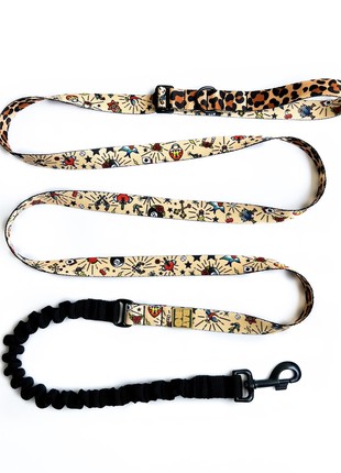 Adjustable nylon leash with SHOCK ABSORBER bat&ro "tattoo" 7ft 1in (240cm)