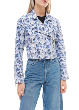 Denim jacket with an original author's print. It can be made in different sizes. It is possible to make a model from another fabric.2 photo
