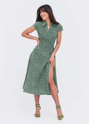 Turquoise summer long dress in peas with a smell