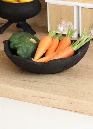 black bowl for fruit handmade, serving bowl for bread