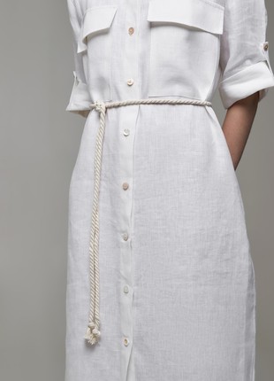 Linen midi shirt dress with rope belt5 photo