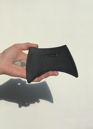 Card Case Black Leather Cardholder Wallet