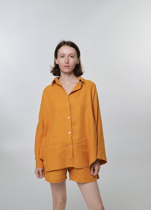 Linen 2-pieces suit set - oversize shirt and shorts3 photo