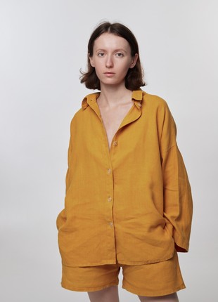Linen 2-pieces suit set - oversize shirt and shorts4 photo