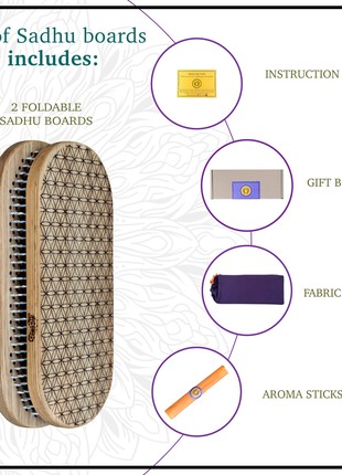 Sadhu Board Nails Oh! Sadhu from 100% Natural Oak Wood for Yoga Meditation, Flower of Life3 photo